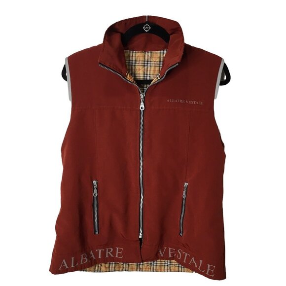 Vest Men Medium Red Pockets Mock Neck Full Zip Outdoor Gorpcore Nature Utility - Picture 7 of 7
